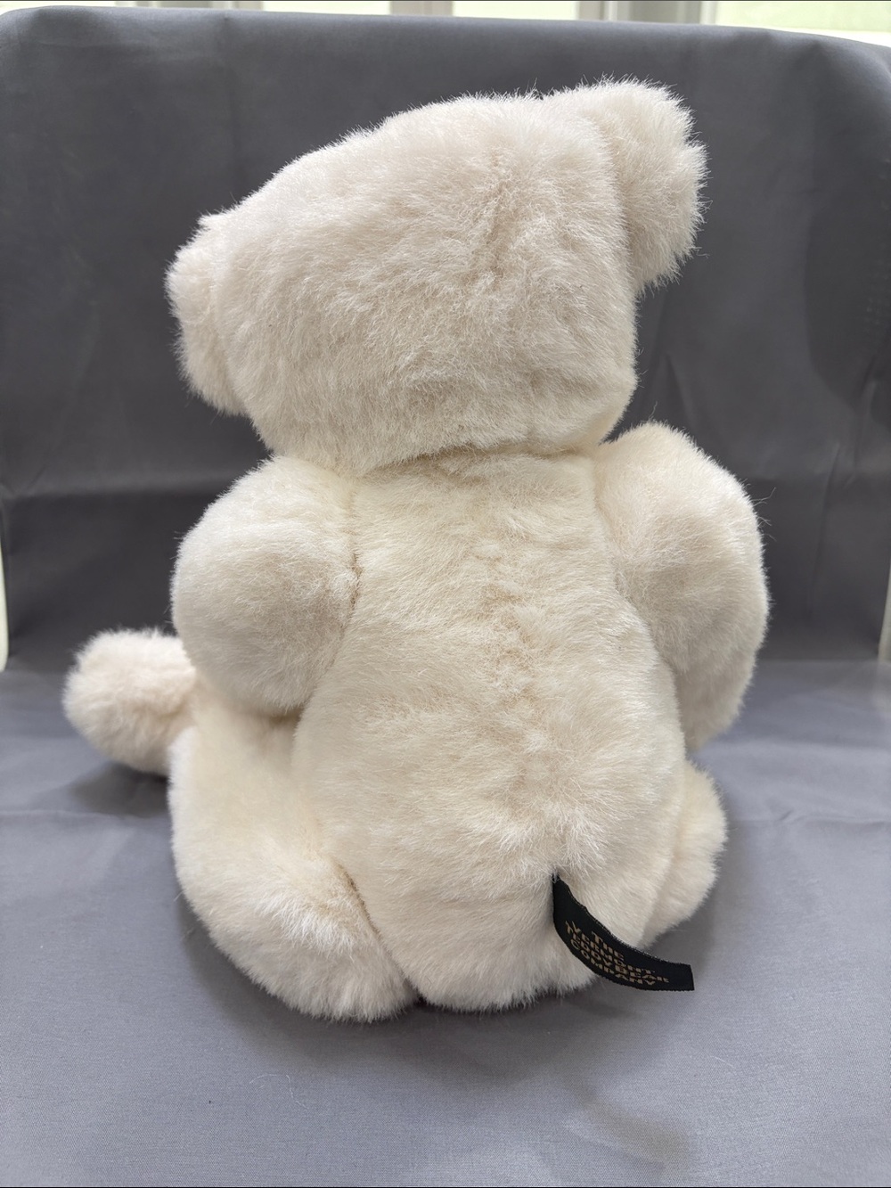 The Vermont Teddy Bear Company white poseable bear with tan paws and black nose - Picture 5 of 14
